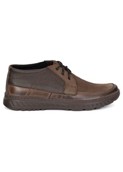 Buty męskie sznurowane lekko ocieplone skórzane 152KZ brązowe ze sklepu butyolivier w kategorii Buty zimowe męskie - zdjęcie 186453906
