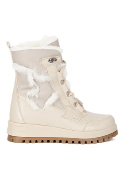 Buty damskie zimowe Olivier Clara beżowe skórzane ocieplane wełną owczą ze sklepu butyolivier w kategorii Botki - zdjęcie 186453908