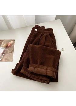 Damskie sztruksowe spodnie typu baggy - Brązowy S ze sklepu Intimica.pl w kategorii Spodnie damskie - zdjęcie 186454989