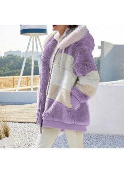 Damska kurtka z misia oversize - S Fioletowy ze sklepu Intimica.pl w kategorii Kurtki damskie - zdjęcie 186456376