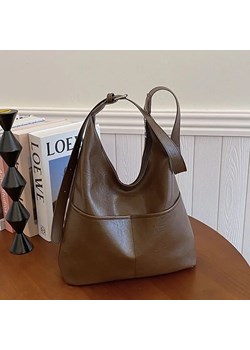 Skórzana torba na ramię z kieszeniami - Brązowy ze sklepu Intimica.pl w kategorii Torby Shopper bag - zdjęcie 186456435