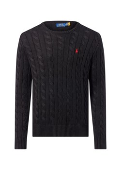 Polo Ralph Lauren Męski sweter z dzianiny Mężczyźni Bawełna czarny jednolity ze sklepu vangraaf w kategorii Swetry męskie - zdjęcie 186461117