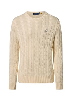 Polo Ralph Lauren Męski sweter z dzianiny Mężczyźni Bawełna écru jednolity ze sklepu vangraaf w kategorii Swetry męskie - zdjęcie 186461118