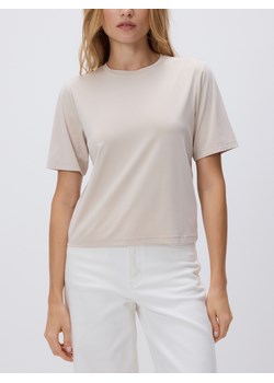 Reserved - T-shirt oversize z Modalem - beżowy ze sklepu Reserved w kategorii Bluzki damskie - zdjęcie 186462438