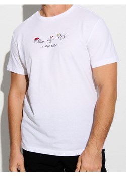 Sinsay - Bawełniana koszulka regular z motywem świątecznym - biały ze sklepu Sinsay w kategorii T-shirty męskie - zdjęcie 186464239