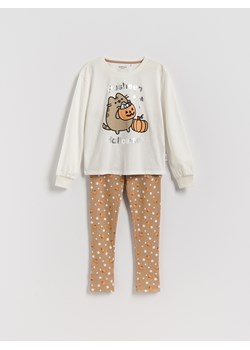 Reserved - Bawełniana piżama Pusheen - kremowy ze sklepu Reserved w kategorii Piżamy dziecięce - zdjęcie 186464635