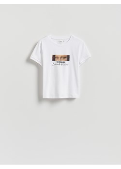 Reserved - T-shirt z nadrukiem - biały ze sklepu Reserved w kategorii Bluzki damskie - zdjęcie 186464716