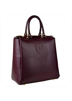 Elegancka torebka skórzana kuferek bordo ze sklepu melon.pl w kategorii Torby Shopper bag - zdjęcie 186464999