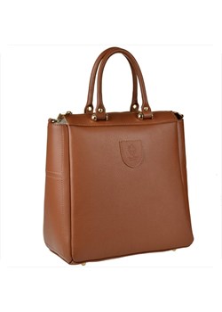 Elegancka skórzana torebka kuferek camel ze sklepu melon.pl w kategorii Kuferki - zdjęcie 186465007