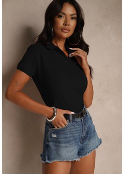 Czarny Bawełniany T-shirt Typu Polo Arsenllia ze sklepu renee.pl w kategorii Bluzki damskie - zdjęcie 186465467