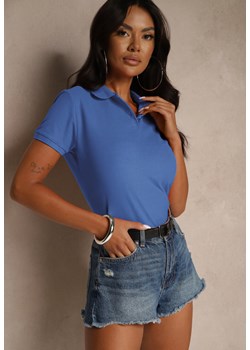 Niebieski Bawełniany T-shirt Typu Polo Arsenllia ze sklepu renee.pl w kategorii Bluzki damskie - zdjęcie 186465487