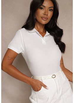 Biały Bawełniany T-shirt Typu Polo Arsenllia ze sklepu renee.pl w kategorii Bluzki damskie - zdjęcie 186465497