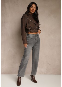 Szare Jeansy Mom Fit High Waist Ralineva ze sklepu renee.pl w kategorii Jeansy damskie - zdjęcie 186465579