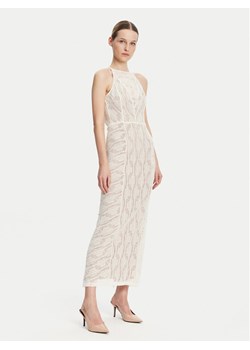 Guess Sukienka koktajlowa W5GK66 KCT80 Beżowy Slim Fit ze sklepu MODIVO w kategorii Sukienki - zdjęcie 186469127