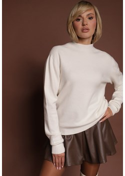 Biały Gładki Sweter z Półgolfem z Dzianiny z Wełną i Wiskozą Zaiara ze sklepu renee.pl w kategorii Swetry damskie - zdjęcie 186469738