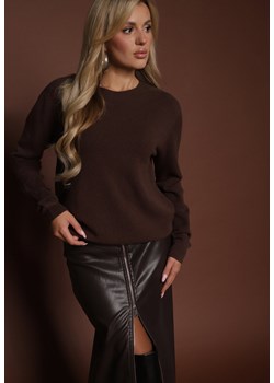 Brązowy Casualowy Sweter z Wełną i Wiskozą Lussare ze sklepu renee.pl w kategorii Swetry damskie - zdjęcie 186469775