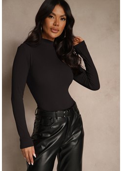 Czarna Klasyczna Bluzka Longsleeve z Golfem Raleia ze sklepu renee.pl w kategorii Bluzki damskie - zdjęcie 186469797