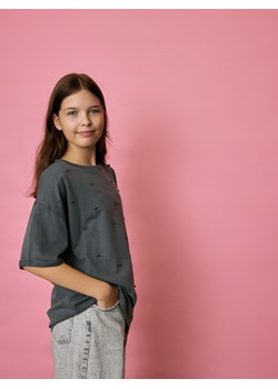 Reserved - T-shirt z aplikacją - ciemnoszary ze sklepu Reserved w kategorii Bluzki dziewczęce - zdjęcie 186473759