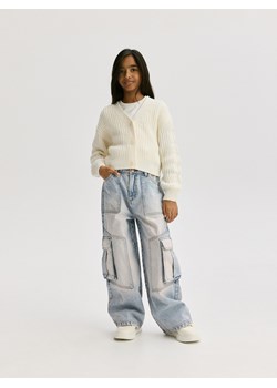 Reserved - Jeansy wide leg cargo - niebieski ze sklepu Reserved w kategorii Spodnie dziewczęce - zdjęcie 186477155