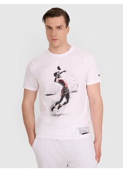 Męski t-shirt z nadrukiem 4F 4FRAW25TTSHM3318 - biały ze sklepu Sportstylestory.com w kategorii T-shirty męskie - zdjęcie 186480708
