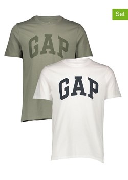 GAP Koszulki (2 szt.) w kolorze oliwkowym i białym ze sklepu Limango Polska w kategorii T-shirty męskie - zdjęcie 186482278