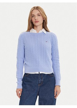 Tommy Jeans Sweter Cable Essential DW0DW22165 Niebieski Regular Fit ze sklepu MODIVO w kategorii Swetry damskie - zdjęcie 186484178