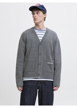 Jack & Jones Męski kardigan Mężczyźni Sztuczne włókno szary jednolity ze sklepu vangraaf w kategorii Swetry męskie - zdjęcie 186485778