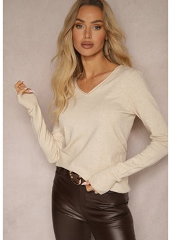 Beżowy Sweter z Dodatkiem Kaszmiru o Klasycznym Kroju Taianne ze sklepu renee.pl w kategorii Swetry damskie - zdjęcie 186488578