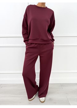 Burgundowy Komplet Bluza + Spodnie Wide Leg ze sklepu ModnaKiecka.pl w kategorii Dresy damskie - zdjęcie 186488966
