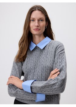 Reserved - Sweter z koszulowymi elementami - szary ze sklepu Reserved w kategorii Swetry damskie - zdjęcie 186489118