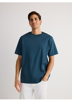 Reserved - T-shirt regular z merceryzowanej bawełny - granatowy ze sklepu Reserved w kategorii T-shirty męskie - zdjęcie 186496825