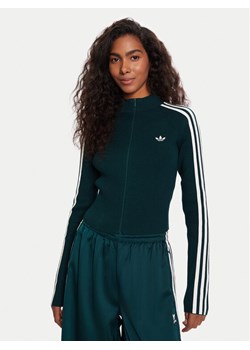 adidas Spodnie dresowe adicolor Satin JV7511 Zielony Wide Leg ze sklepu MODIVO w kategorii Spodnie damskie - zdjęcie 186498889