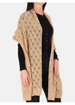 Brązowy ażurowy wełniany szal Potis & Verso ze sklepu Eye For Fashion w kategorii Szaliki i chusty damskie - zdjęcie 186501649