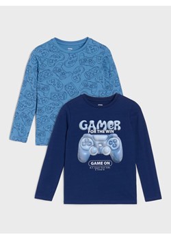 Sinsay - Koszulki z długimi rękawami z motywem gamingowym 2 pack - mid blue ze sklepu Sinsay w kategorii T-shirty chłopięce - zdjęcie 186502686