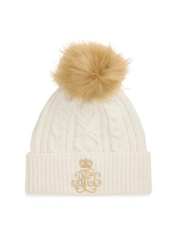 Czapka LAUREN RALPH LAUREN 454P04466001 Écru ze sklepu eobuwie.pl w kategorii Czapki zimowe damskie - zdjęcie 186504057