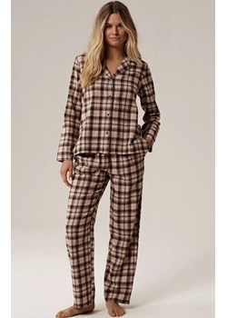 Atlantic rozpinana piżama damska NLP-505-BRO_BEZ_ECR, Kolor brązowo-beżowy, Rozmiar S, ATLANTIC ze sklepu Primodo w kategorii Piżamy damskie - zdjęcie 186505615