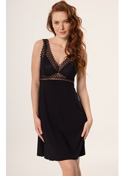 Koszulka nocna damska z wiskozy z koronką plus size Tristane, Kolor czarny, Rozmiar XXL, Mefemi ze sklepu Primodo w kategorii Koszule nocne - zdjęcie 186506078