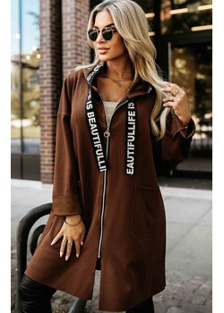 Casualowy płaszczyk z zamkiem czekoladowy 632-2, Kolor czekoladowy, Rozmiar one size, NUMOCO BASIC - id: 218733 - marki Numoco Basic - 186506125 Casualowy płaszczyk z zamkiem czekoladowy 632-2, Kolor czekoladowy, Rozmiar one size, NUMOCO BASIC ze sklepu Primodo w kategorii Płaszcze damskie - zdjęcie 186506125