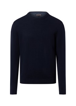 Finshley & Harding Sweter z zawartością kaszmiru Mężczyźni Bawełna granatowy jednolity ze sklepu vangraaf w kategorii Swetry męskie - zdjęcie 186508318