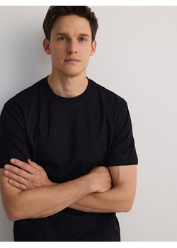Reserved - T-shirt regular z merceryzowanej bawełny - czarny ze sklepu Reserved w kategorii T-shirty męskie - zdjęcie 186510228