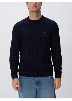 Reserved - Sweter z warkoczowym splotem - granatowy ze sklepu Reserved w kategorii Swetry męskie - zdjęcie 186510265