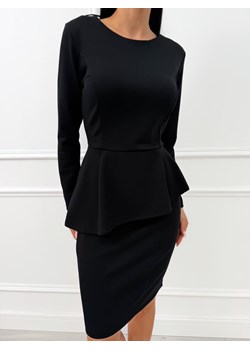 Czarna Sukienka z Baskinką - id: 23070133 - marki Modnakiecka.pl - 186511469 Czarna Sukienka z Baskinką ze sklepu ModnaKiecka.pl w kategorii Sukienki - zdjęcie 186511469