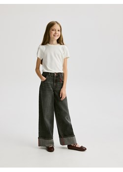 Reserved - Jeansy wide leg z podwiniętą nogawką - szary ze sklepu Reserved w kategorii Spodnie dziewczęce - zdjęcie 186518458