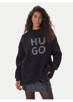 HUGO Sukienka dzianinowa Sloguis 50548245 Czarny Oversize ze sklepu MODIVO w kategorii Sukienki - zdjęcie 186521409