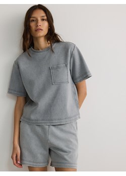 Reserved - T-shirt oversize z melanżowej dzianiny - jasnoszary ze sklepu Reserved w kategorii Bluzki damskie - zdjęcie 186524148