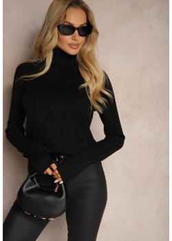 Czarny Golf Sweter o Dopasowanym Kroju z Kaszmirem Zairith ze sklepu renee.pl w kategorii Swetry damskie - zdjęcie 186524195