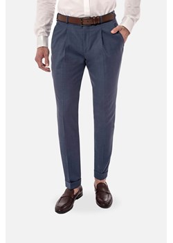 SPODNIE CLASSIC DEMLER Z MANKIETEM NIEBIESKIE Z WEŁNĄ ze sklepu Recman w kategorii Spodnie męskie - zdjęcie 186531126