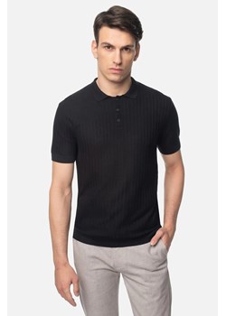KOSZULKA POLO IGLESIA CZARNA Z WISKOZY ze sklepu Recman w kategorii T-shirty męskie - zdjęcie 186532419