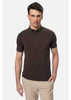 KOSZULKA POLO LIERMO BRĄZOWA Z BAWEŁNY TYPU JERSEY ze sklepu Recman w kategorii T-shirty męskie - zdjęcie 186532466