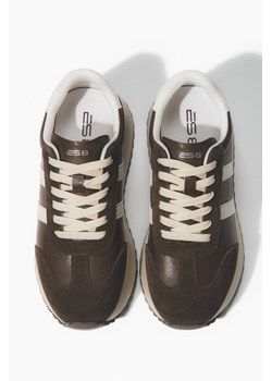 ES8: Ciemnobrązowe sneakersy damskie ze skóry naturalnej i weluru ze sklepu Estro w kategorii Buty sportowe damskie - zdjęcie 186534477